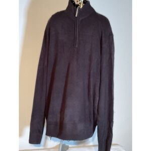 Geoffrey Beene Mens XXL Black 1/4 Zip Pullover Sweater G3G6050 Mock Neck Knit